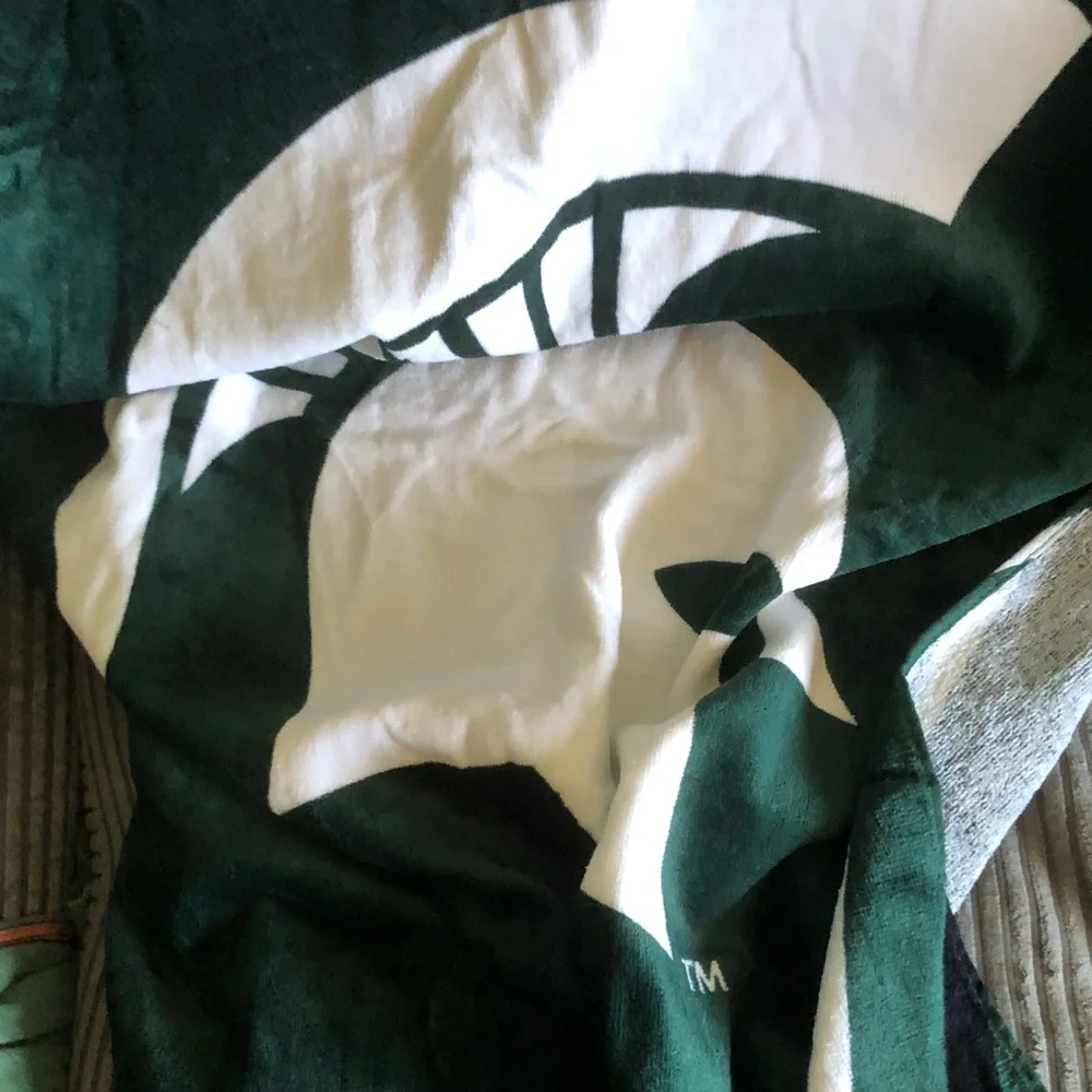 Green Michigan State Graphic Tee - White Lettering beach towels
